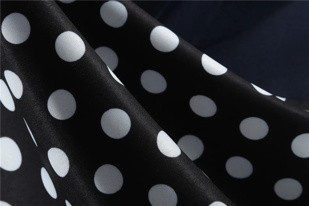 Women Retro Summer Dresses 50s 60s Sleeveless V-neck Polka Dot Bow Ball Grown Party Sundress Robe Vestidos