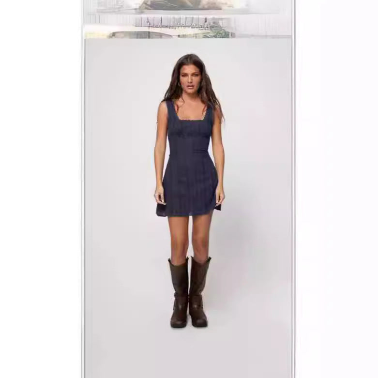 Women's Solid Color Fashion Mid-length Sling Dress