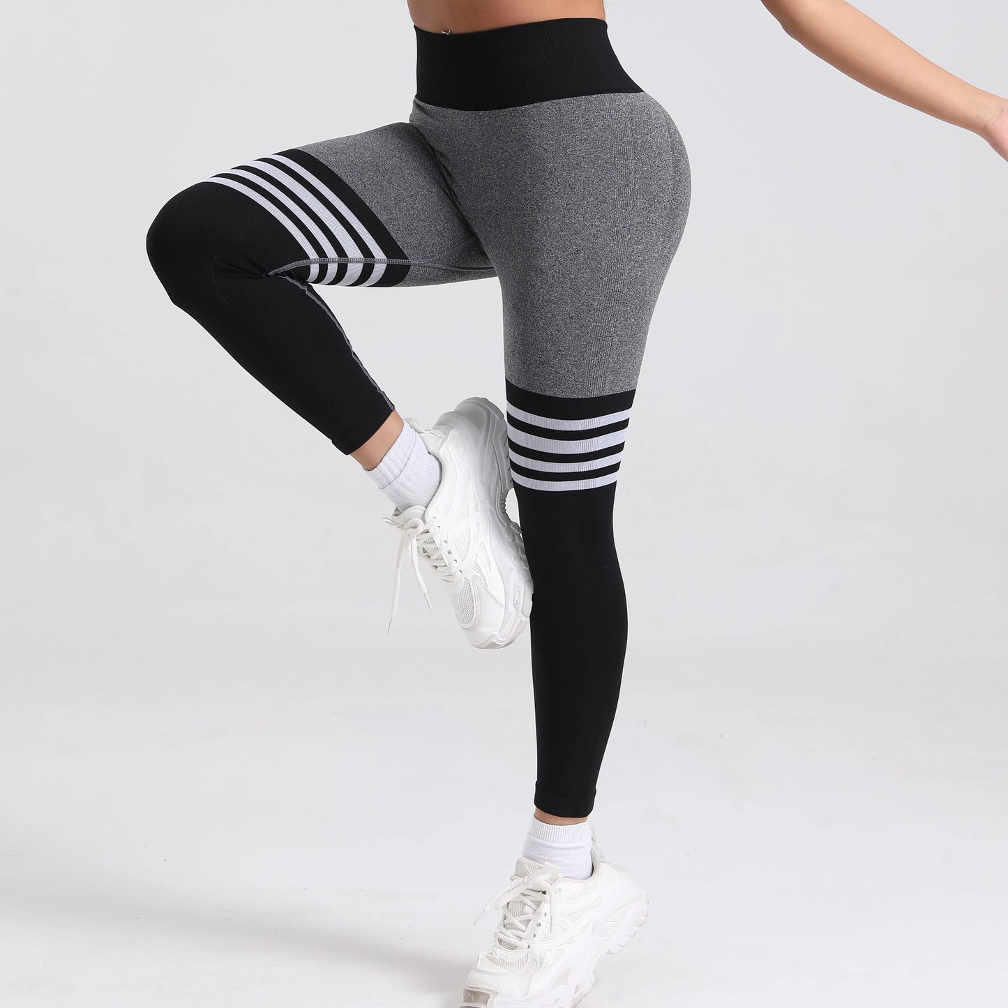 Women V Back Line Leggings Gym Fitness Athletic Workout Elastic Leggins Butt Lifting Yoga Pants Sports Training Tights S-XL