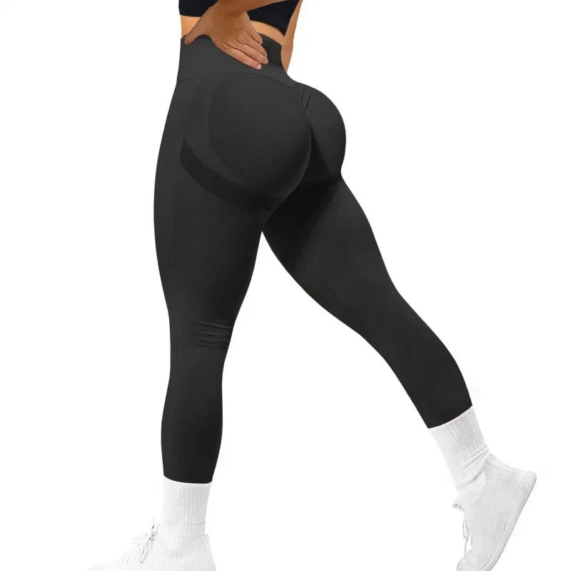 High Elastic Fitness Leggings Women Seamless Leggings High Waist Butt Lift Gym Trainning Running Yoga Slim Fashion Solid Tights