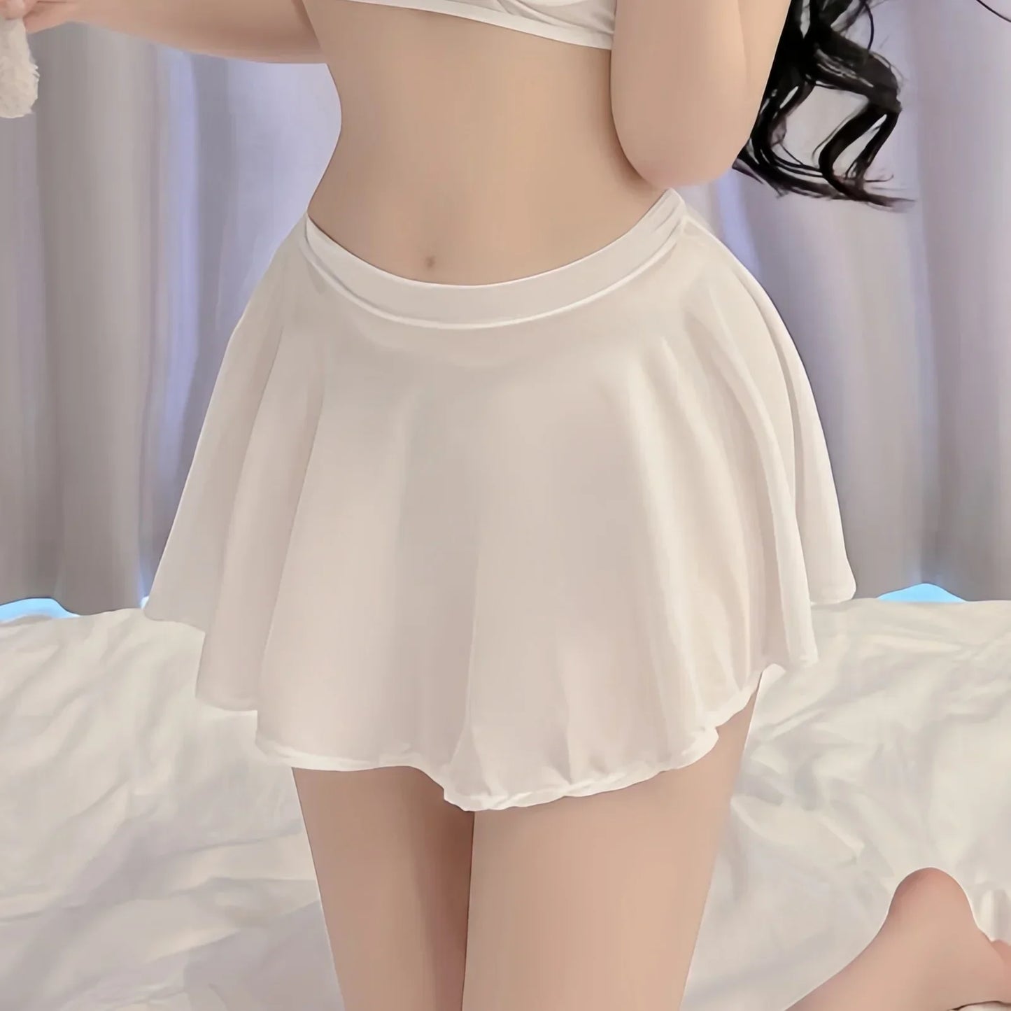 NEWFUNJOIN Sexy Japan Korean Girl Styles A-Line Pleated Mini Short Black Long White Skirts for Women Summer Fashion Clothing