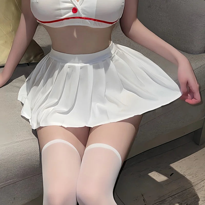 NEWFUNJOIN Sexy Japan Korean Girl Styles A-Line Pleated Mini Short Black Long White Skirts for Women Summer Fashion Clothing