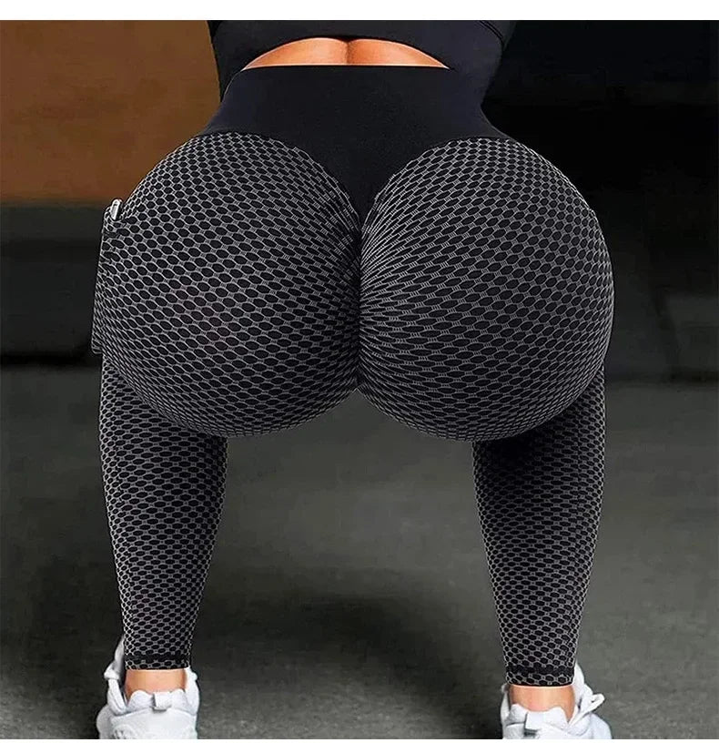 Women's Casual Fitness Trousers High Waist Pocket Leggings Scrunch Butt Workout Tights Push Up Yoga Gym Leggings S-3XL