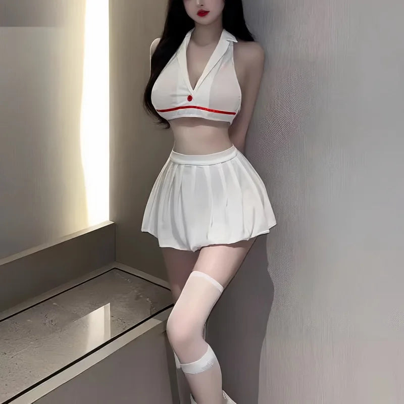 NEWFUNJOIN Sexy Japan Korean Girl Styles A-Line Pleated Mini Short Black Long White Skirts for Women Summer Fashion Clothing