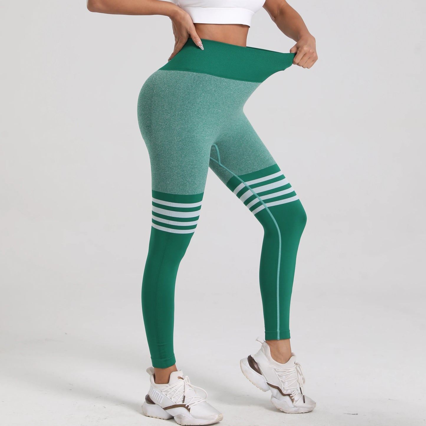 Women V Back Line Leggings Gym Fitness Athletic Workout Elastic Leggins Butt Lifting Yoga Pants Sports Training Tights S-XL