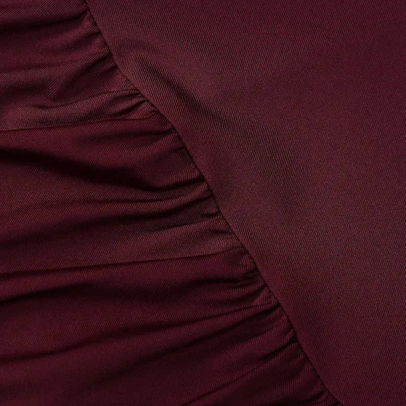 Nsauye Sexy Ruched Maxi Long Flare Sleeve Maxi Bodycon Elegant Dress Women 2023 O Neck Club Evening Party Clothes Birthday Dress