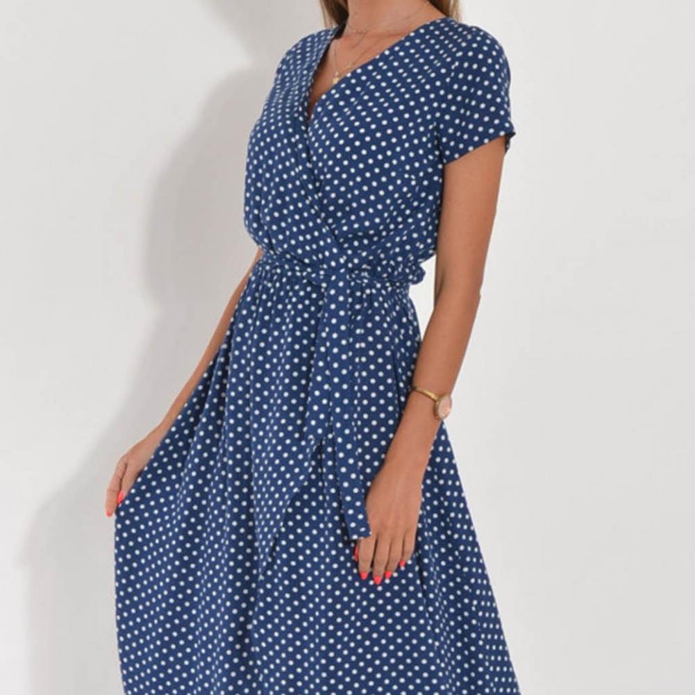 Summer Floral Print Long Dresses Women Sexy V Neck Split Lace-up Dress Female Casual Elegant Short Sleeve Beach Dress Vestidos
