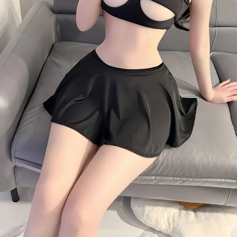 NEWFUNJOIN Sexy Japan Korean Girl Styles A-Line Pleated Mini Short Black Long White Skirts for Women Summer Fashion Clothing