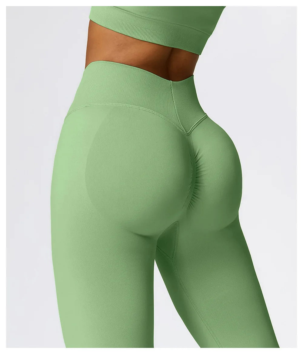 Women Athletic V Back Leggings Gym Outfit Fitness leggins Outdoor Yoga Pants Butt Lifting Sports Tights Nylon