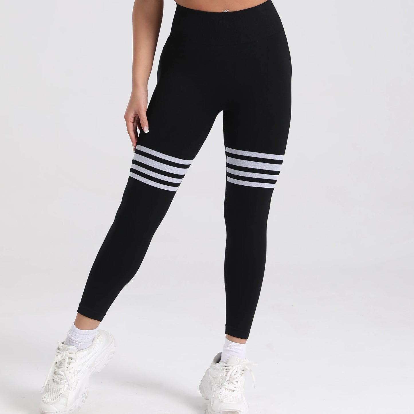 Women V Back Line Leggings Gym Fitness Athletic Workout Elastic Leggins Butt Lifting Yoga Pants Sports Training Tights S-XL