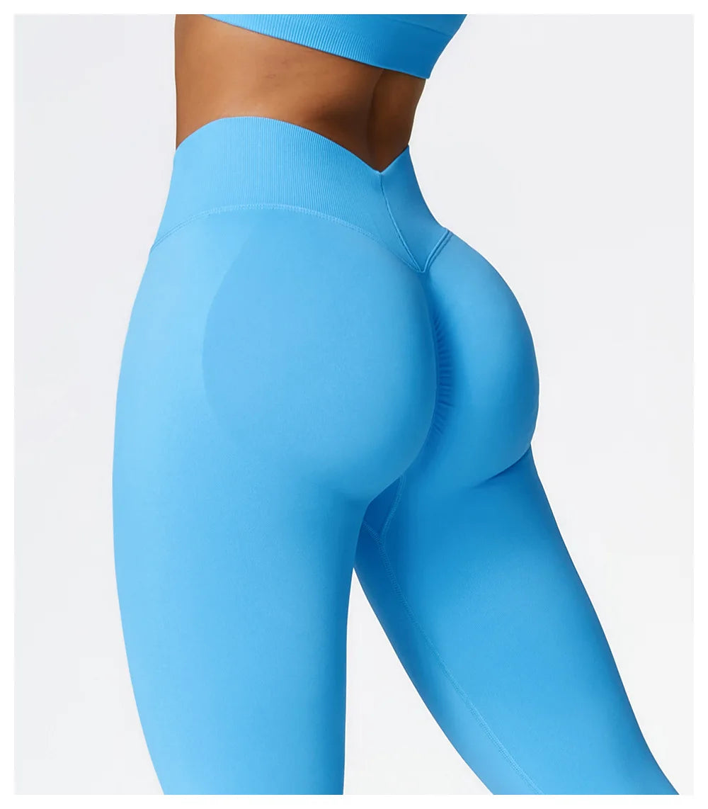 Women Athletic V Back Leggings Gym Outfit Fitness leggins Outdoor Yoga Pants Butt Lifting Sports Tights Nylon