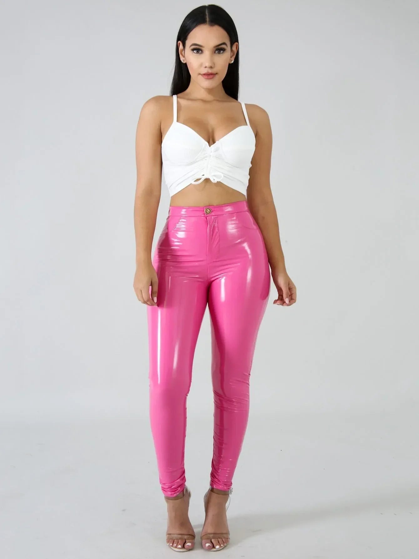Women Latex Faux Pu Leather Pants Trousers Push Up High Waist Skinny Pants Pencil Fall Winter Solid Color Sexy Pants Female