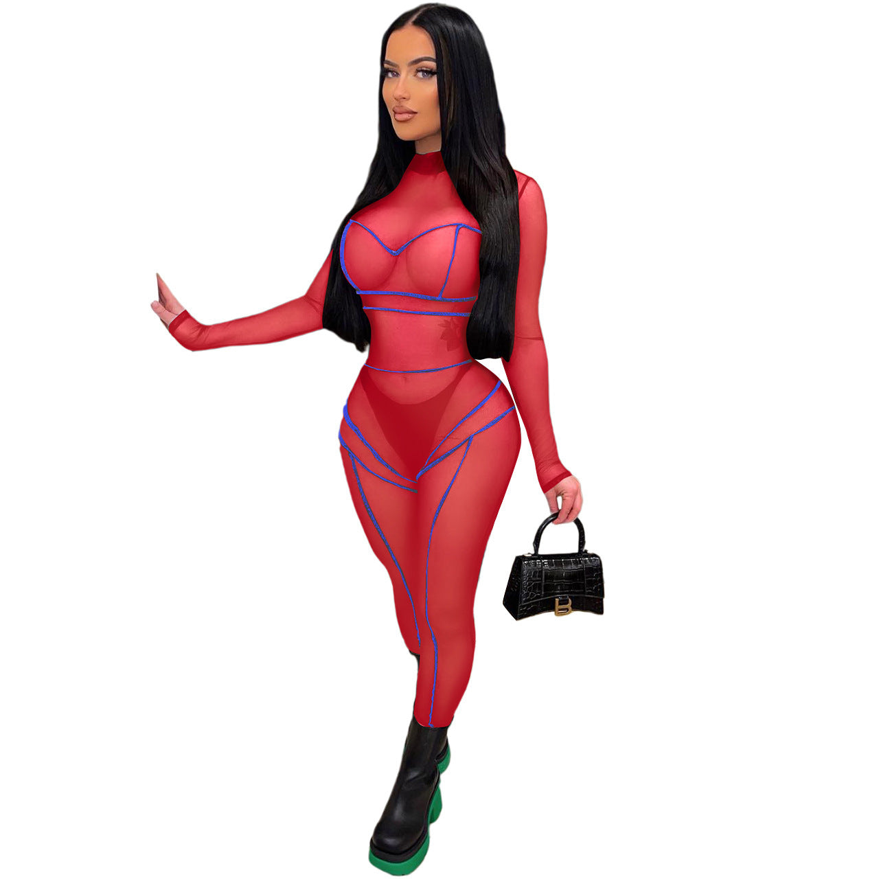 Nightclub See-through Mesh Jumpsuit