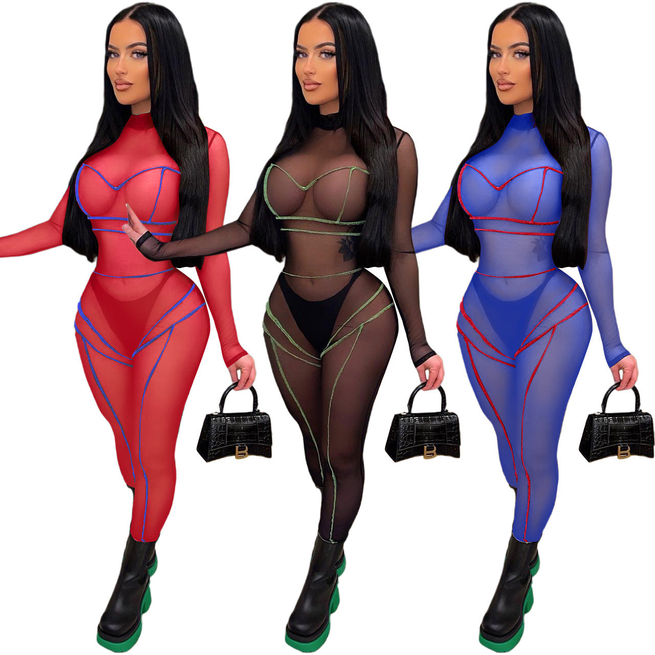 Nightclub See-through Mesh Jumpsuit