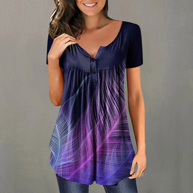 Loose V-neck Women's Top T-shirt