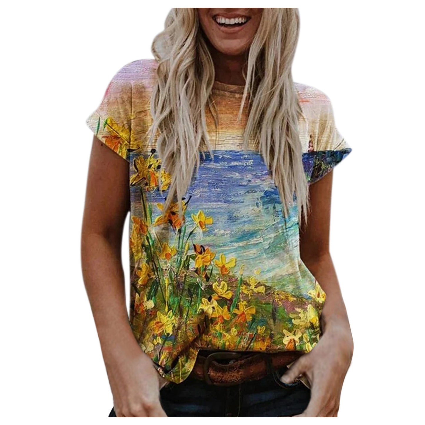 Street Hipster Pullover Print Loose Fit Short-sleeved Women's