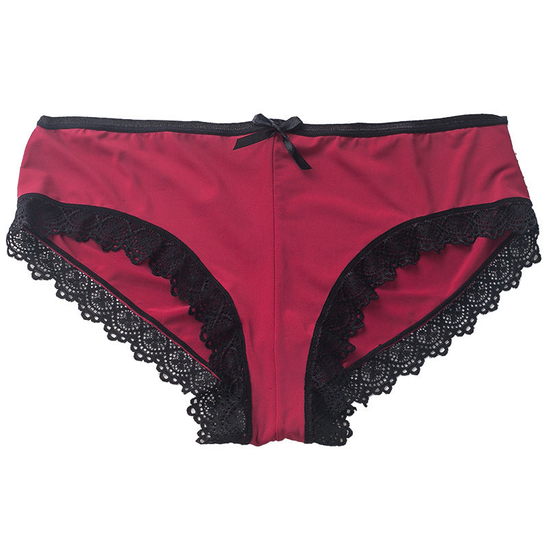 Lace Women's Ice Silk Underwear Design Sense Low Waist Plus Size Briefs