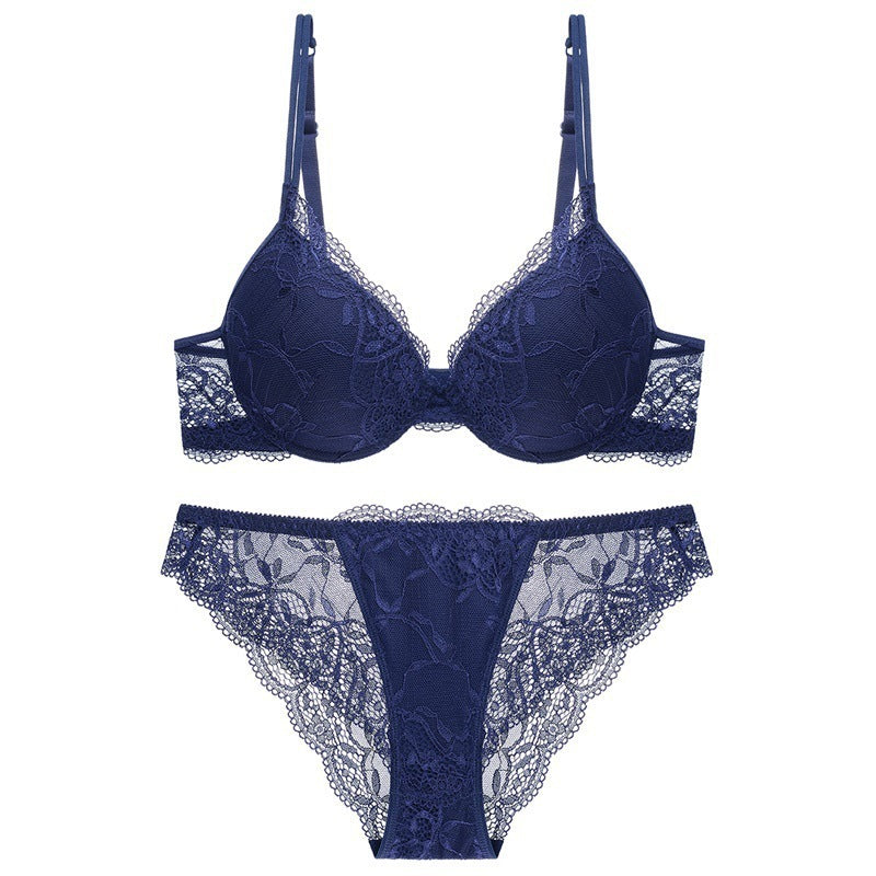 Sexy Deep Micro Push Up Lace Bra Suit