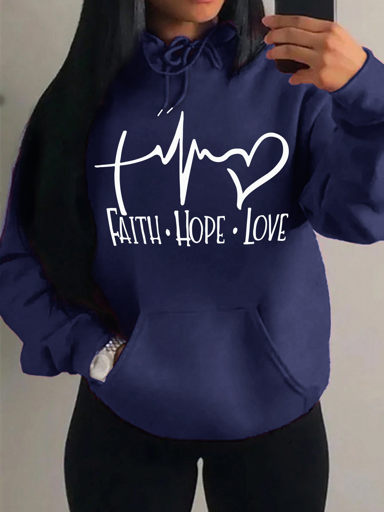 Faith Hope Love Letter Graphic Women Hoodie