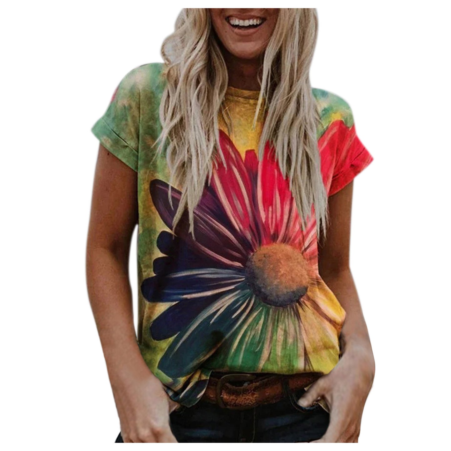 Street Hipster Pullover Print Loose Fit Short-sleeved Women's