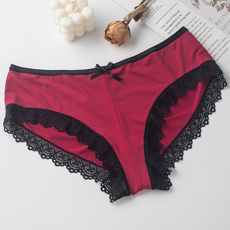 Lace Women's Ice Silk Underwear Design Sense Low Waist Plus Size Briefs