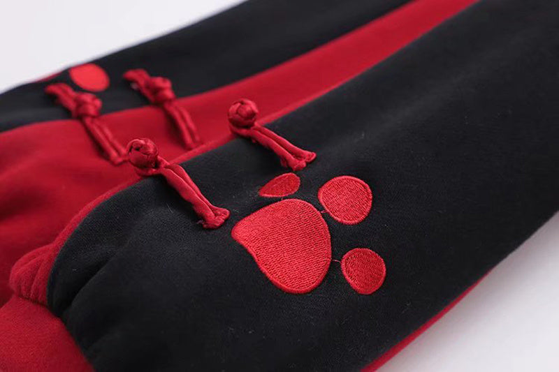 Color Contrast Cartoon Cat Embroidery Sweater
