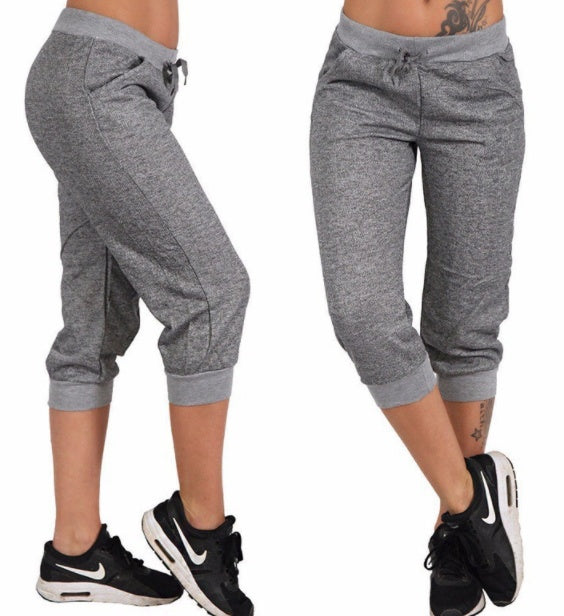Women's Loose Casual Sports Pants Solid Color Thin Cropped Pants
