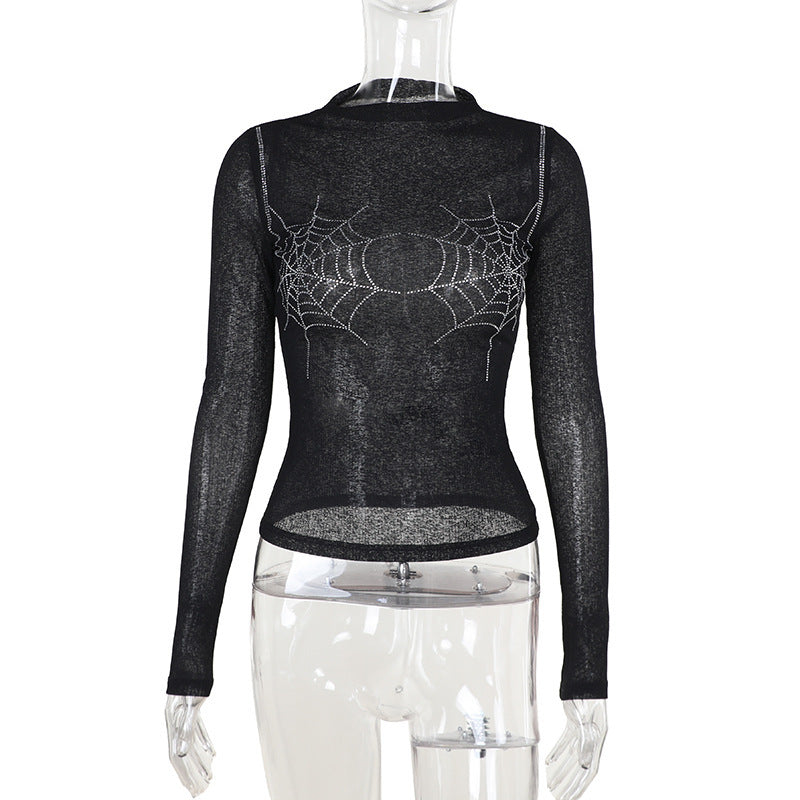 Spider Mesh Basic Top For Women