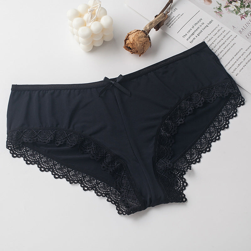 Lace Women's Ice Silk Underwear Design Sense Low Waist Plus Size Briefs