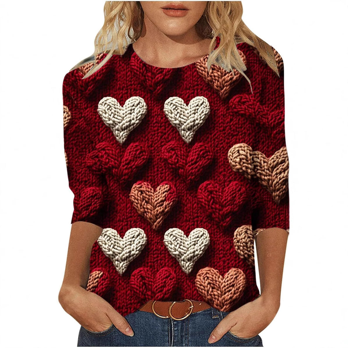 Digital Printed Three-quarter-length-sleeved T-shirt