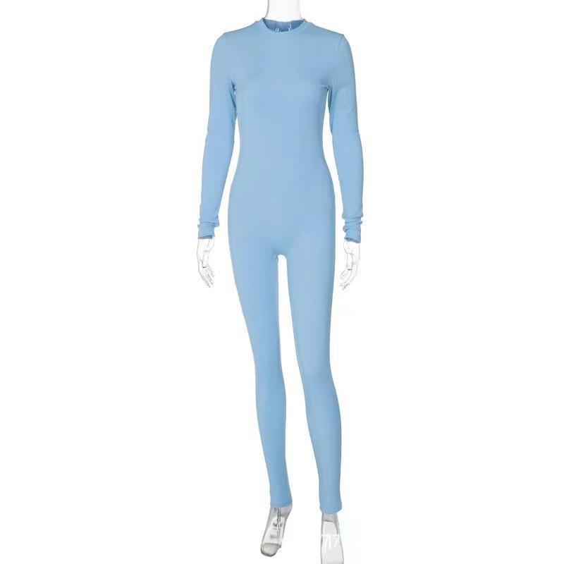 Fashion Solid Color Slim Yoga Sports Jumpsuit