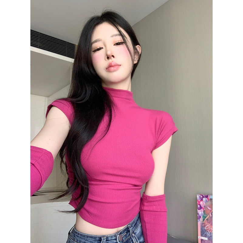 Half-high Collar Short-sleeved T-shirt Pure Desire Slim Fit Inside