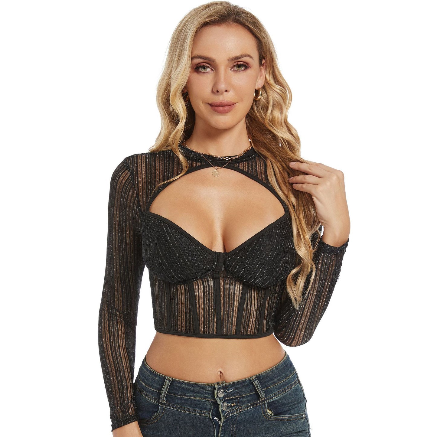 Women's Silver Line Low-cut Long-sleeved Top