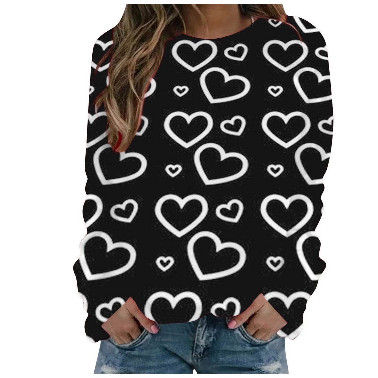 Pattern Printing Long Sleeve Loose Sweatshirt
