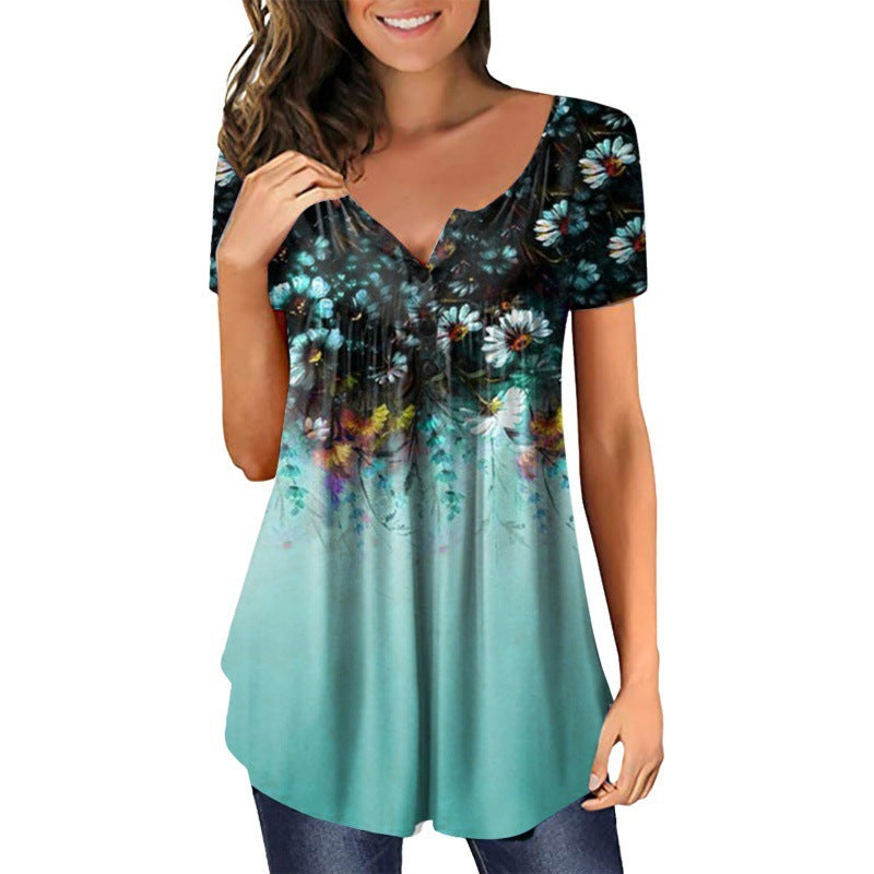 Loose V-neck Women's Top T-shirt