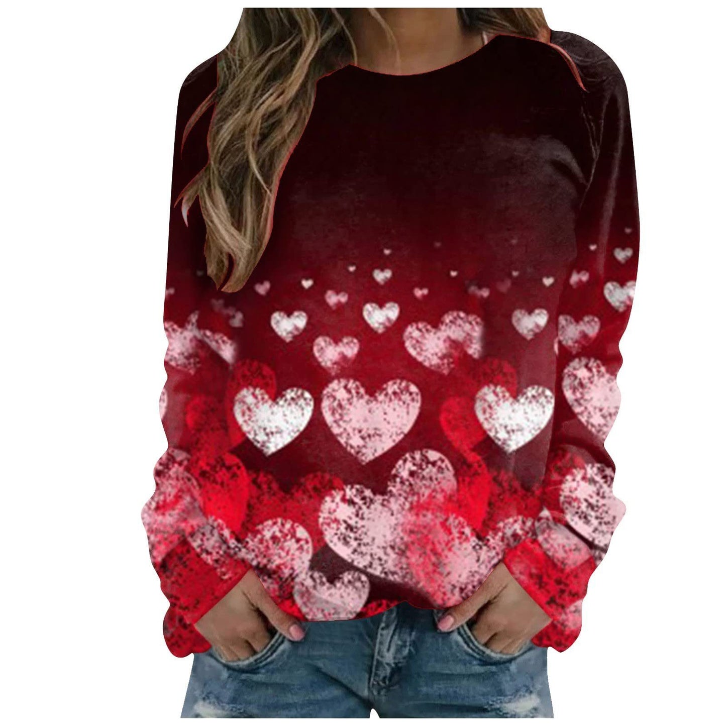 Pattern Printing Long Sleeve Loose Sweatshirt