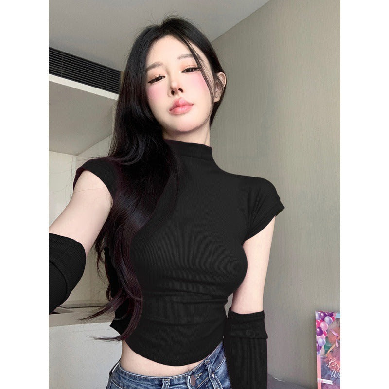 Half-high Collar Short-sleeved T-shirt Pure Desire Slim Fit Inside