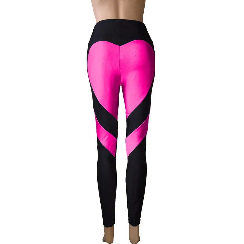 Women Red Heart Printed Leggings Fashion Polyester Ankle-Length Pants High Waist Push Up Sportwear Female Leggings