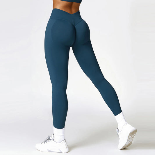 Women Athletic V Back Leggings Gym Outfit Fitness leggins Outdoor Yoga Pants Butt Lifting Sports Tights Nylon