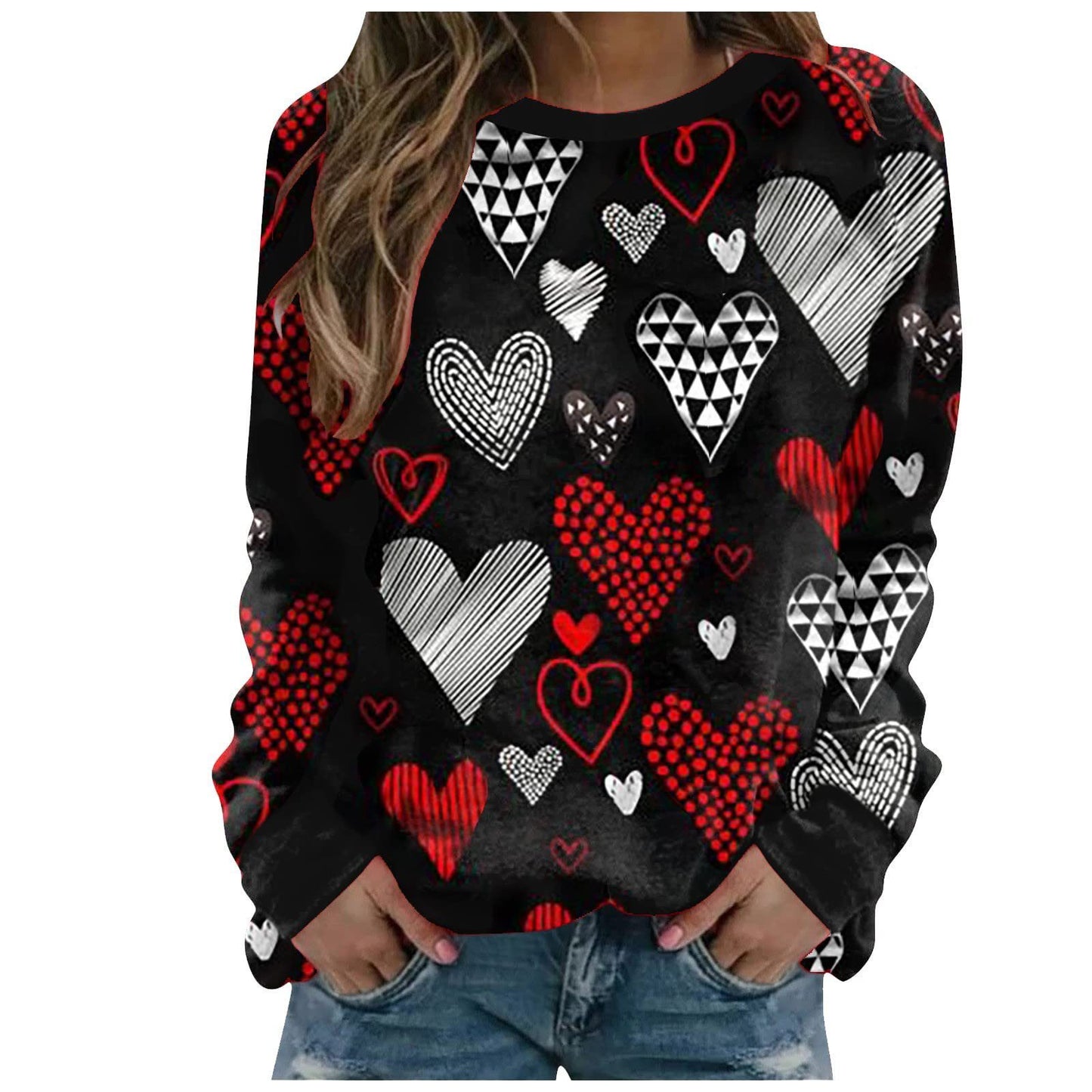 Pattern Printing Long Sleeve Loose Sweatshirt