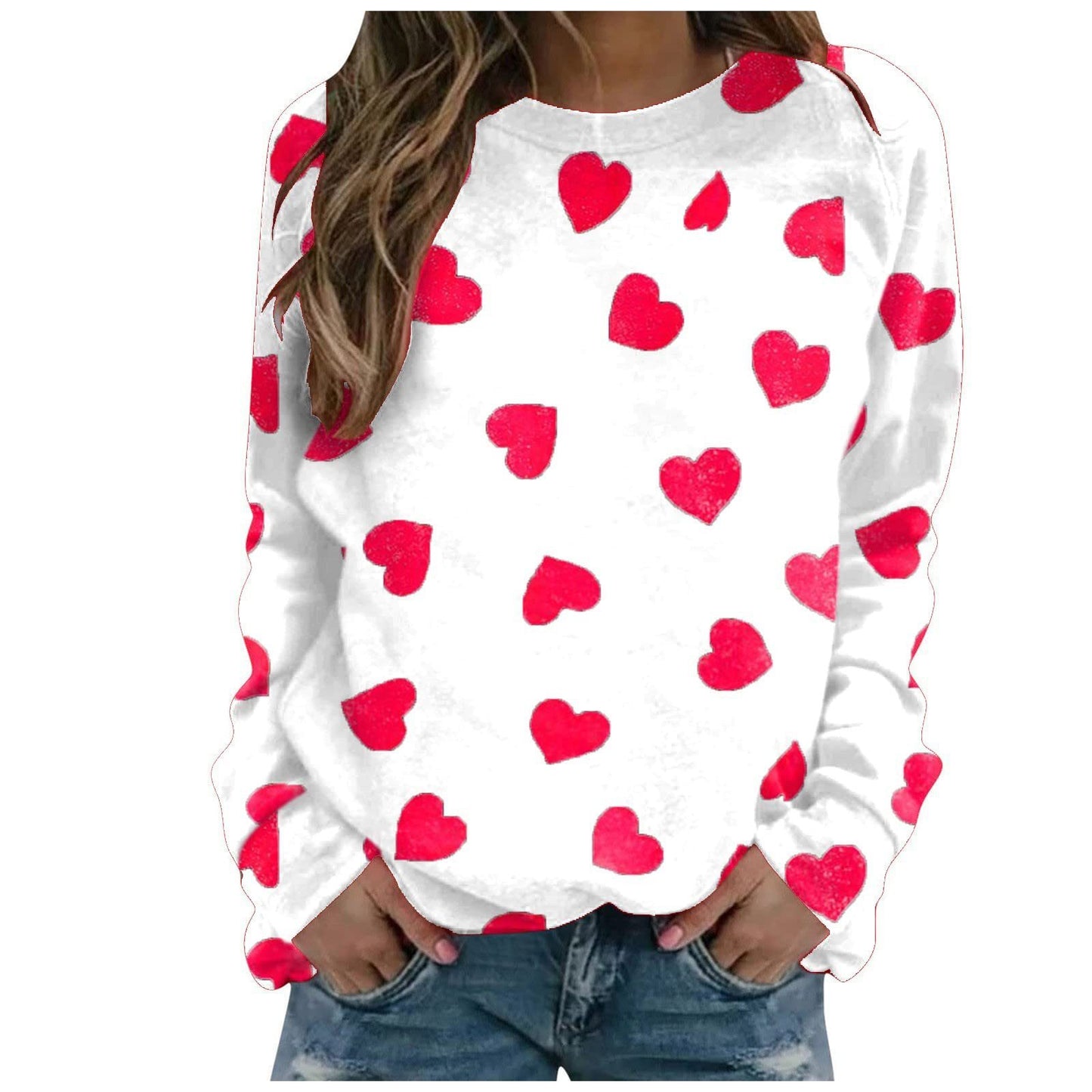 Pattern Printing Long Sleeve Loose Sweatshirt