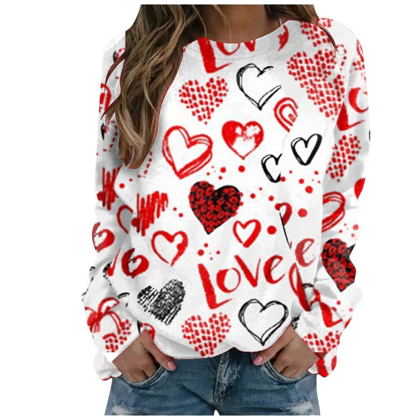 Pattern Printing Long Sleeve Loose Sweatshirt
