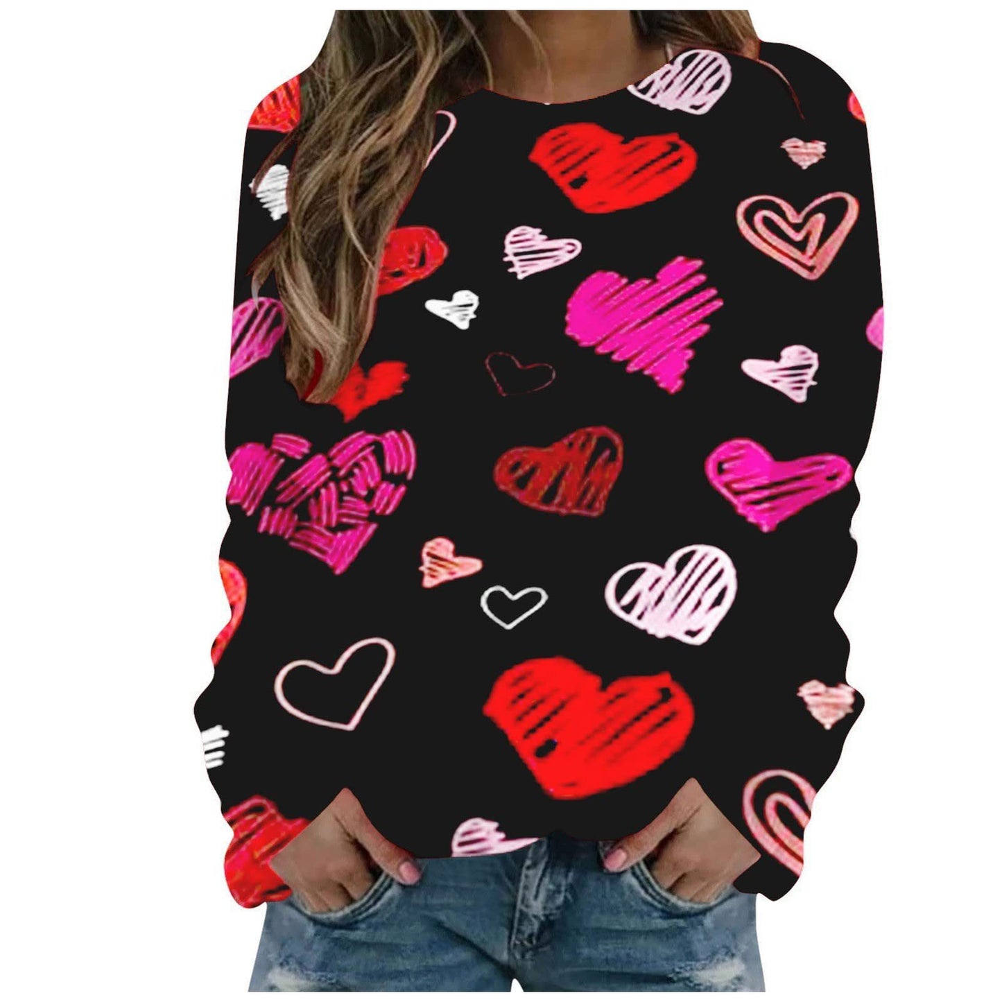Pattern Printing Long Sleeve Loose Sweatshirt